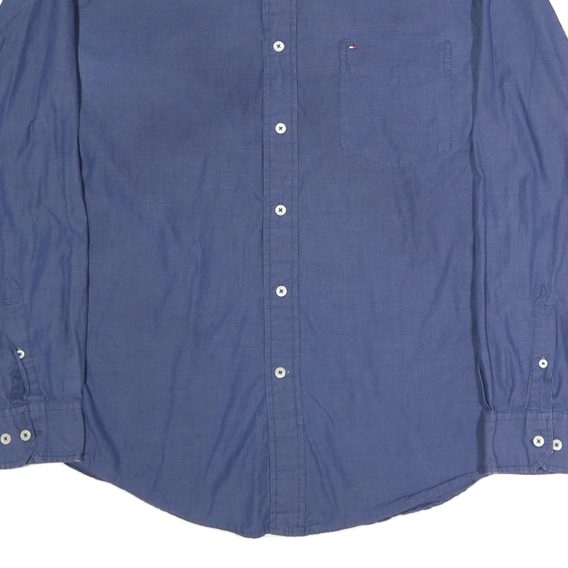 TOMMY HILFIGER Mens Blue Shirt L Button-Down Collar Long Sleeve Cotton Classic