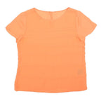 Womens Orange Basic Top Short Sleeve Round Neck Plain M Lightweight Summer