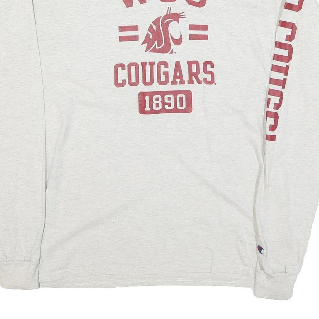 CHAMPION Mens White WSU Cougars Long Sleeve Crew Neck Cotton Blend T-Shirt M
