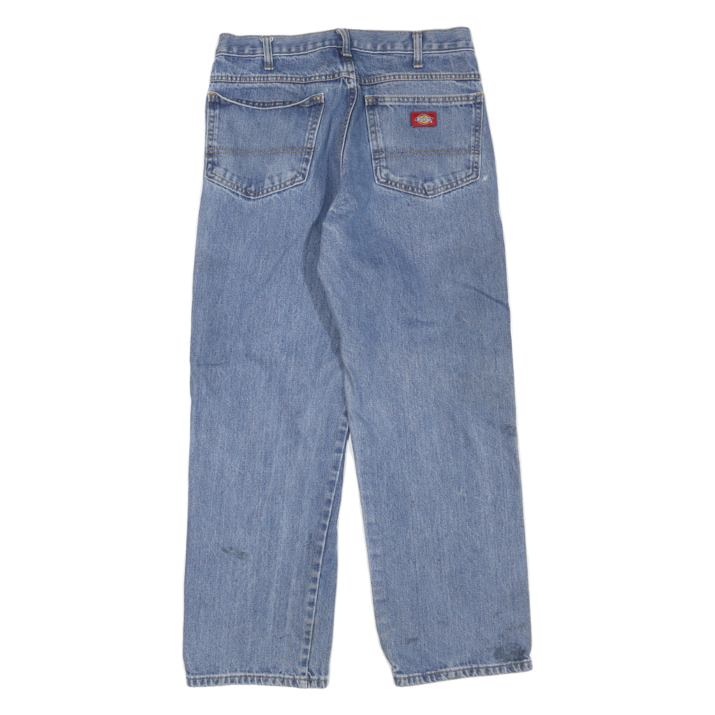 DICKIES Mens Regular Fit Blue Denim Jeans W30 L28 Casual Zip Closure Workwear