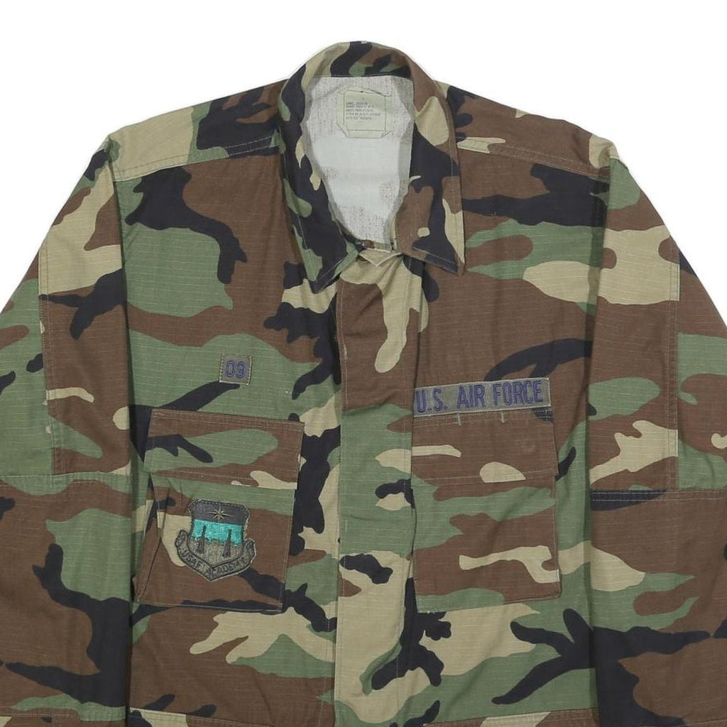AMERICAN APPAREL Mens Green & Brown Camo Military Jacket L Cotton Blend Button