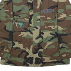 AMERICAN APPAREL Mens Green & Brown Camo Military Jacket L Cotton Blend Button