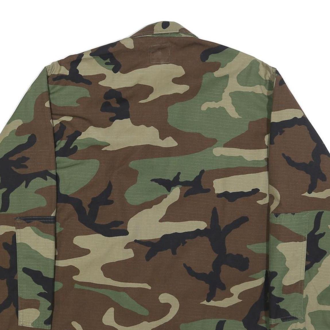 AMERICAN APPAREL Mens Green & Brown Camo Military Jacket L Cotton Blend Button