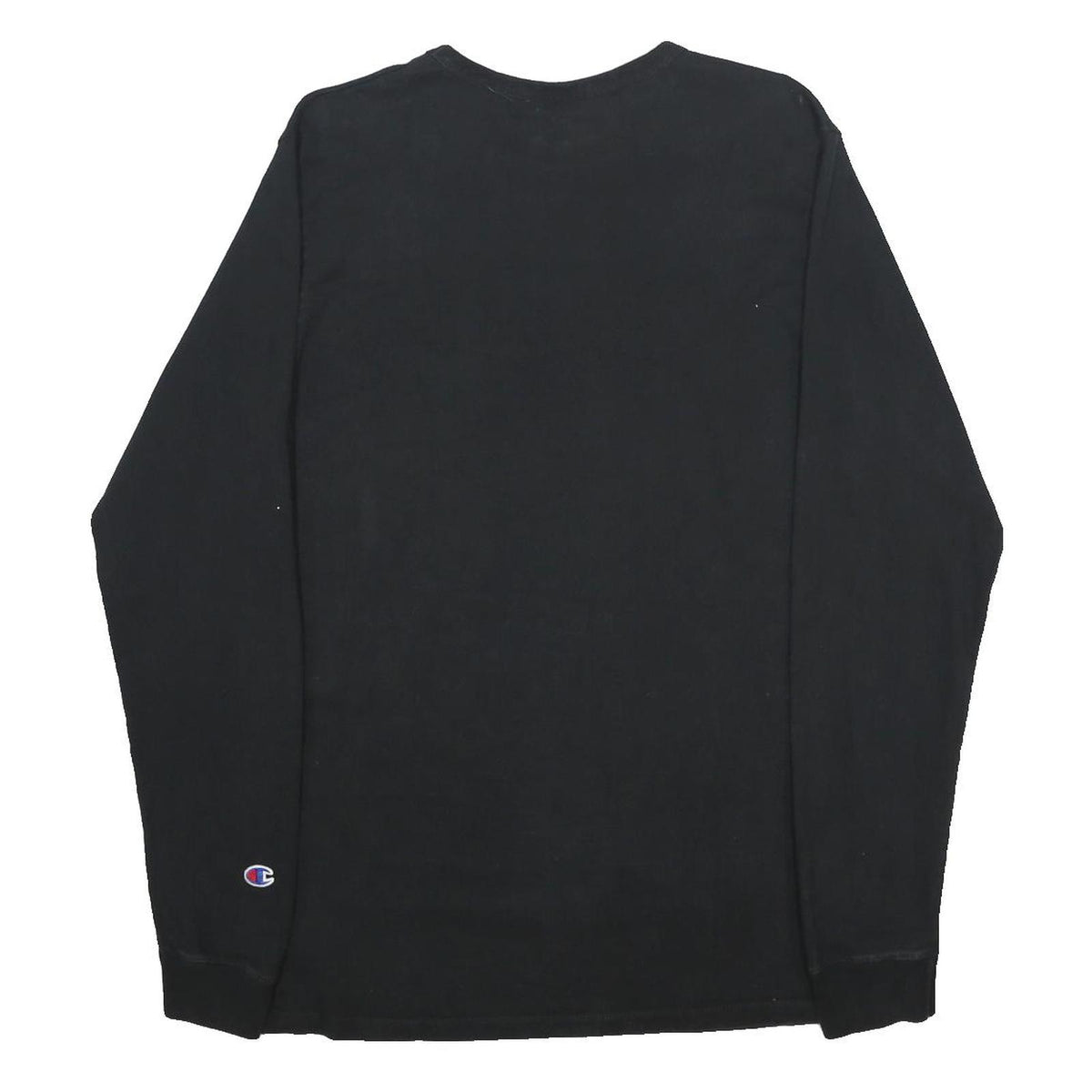 CHAMPION Mens Black Long Sleeve Crew Neck Logo Graphic L Cotton T-Shirt