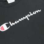 CHAMPION Mens Black Long Sleeve Crew Neck Logo Graphic L Cotton T-Shirt
