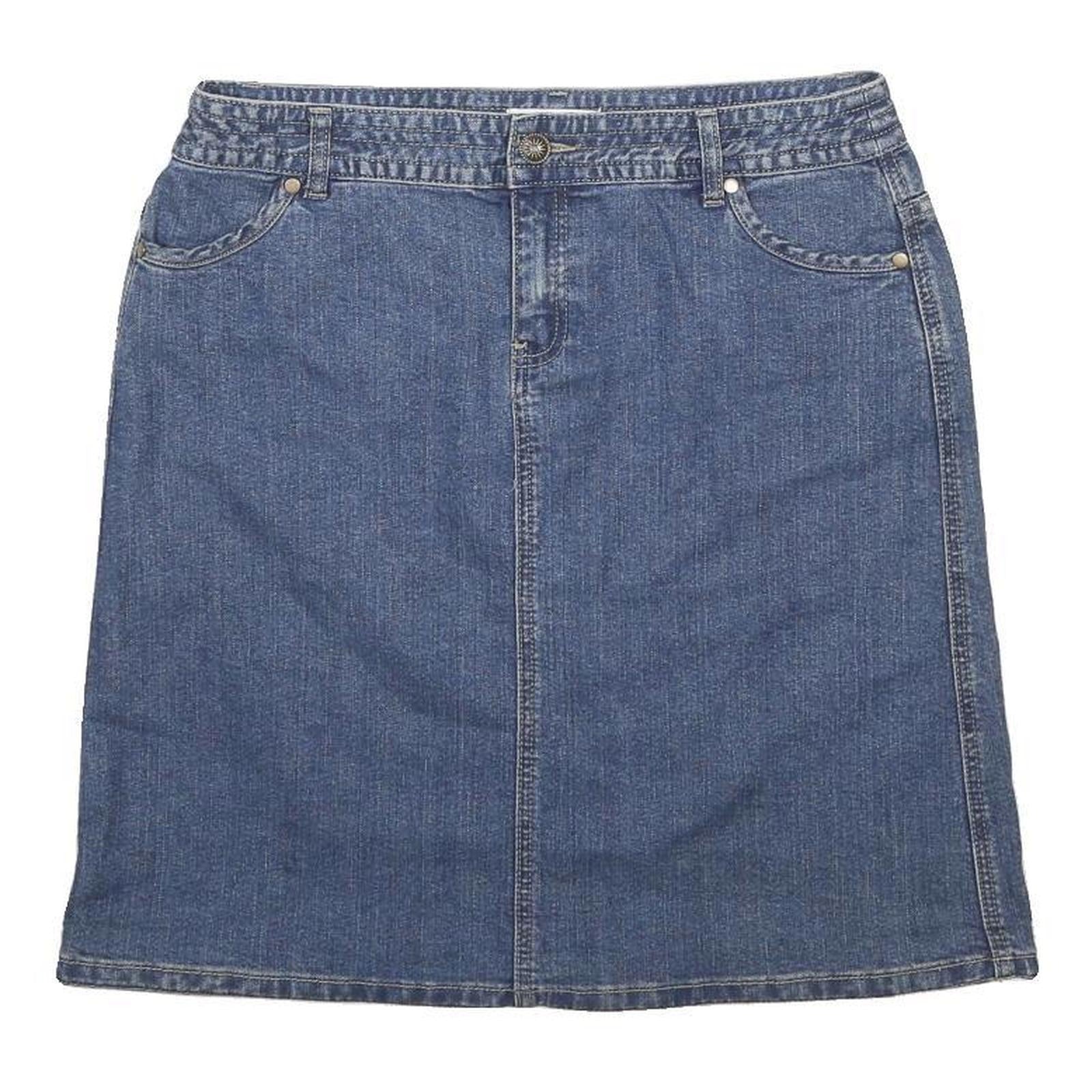 CHRISTOPHER & BANKS Womens Blue Denim Mini Cotton Blend Skirt L Casual