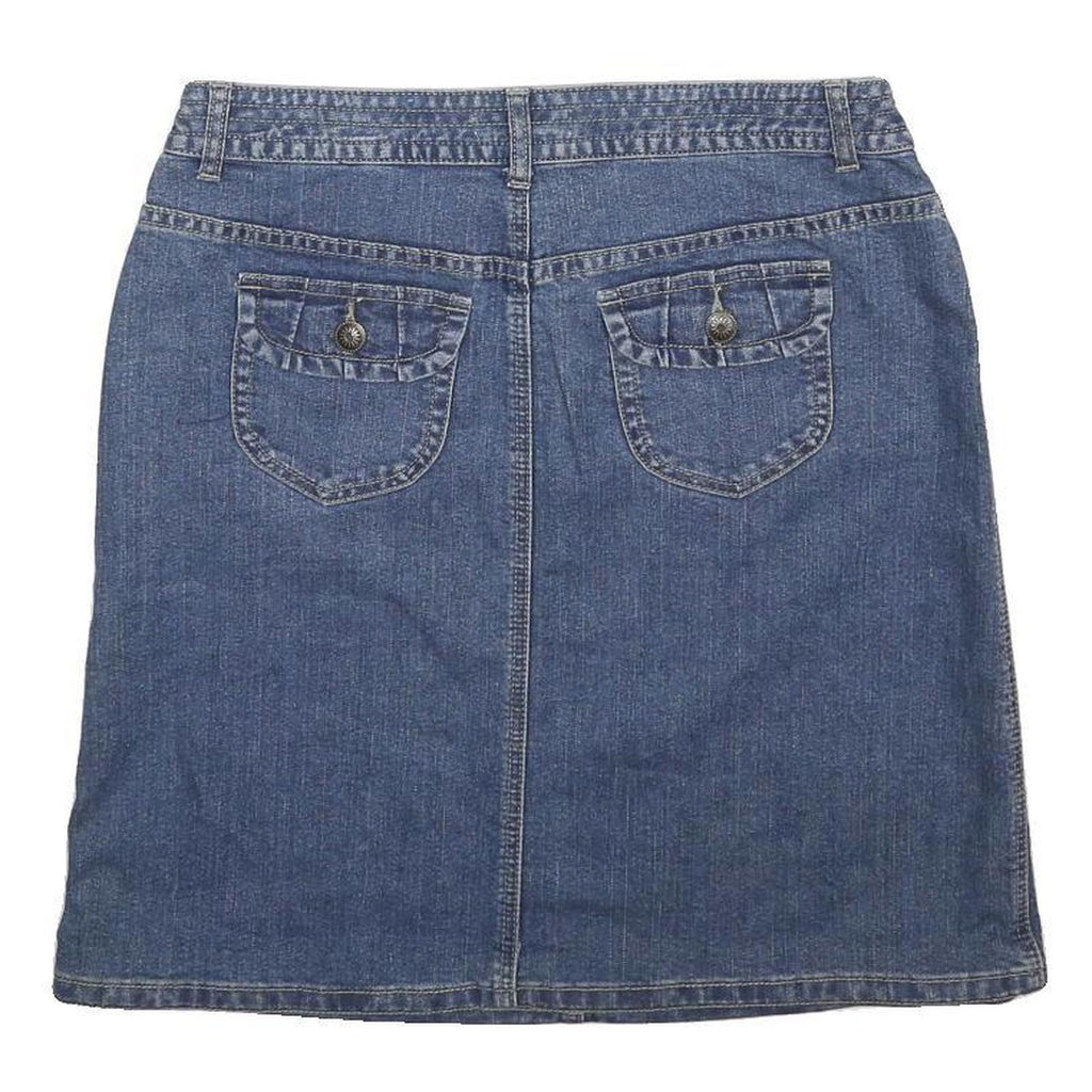 CHRISTOPHER & BANKS Womens Blue Denim Mini Cotton Blend Skirt L Casual