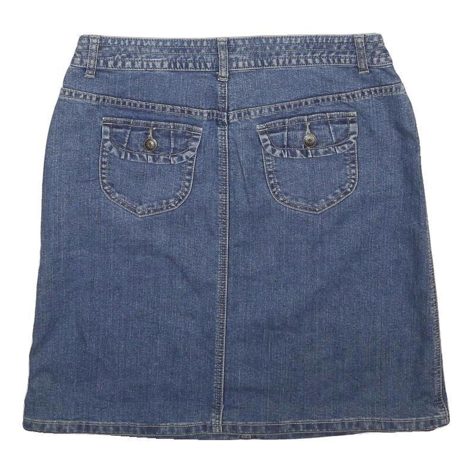 CHRISTOPHER & BANKS Womens Blue Denim Mini Cotton Blend Skirt L Casual