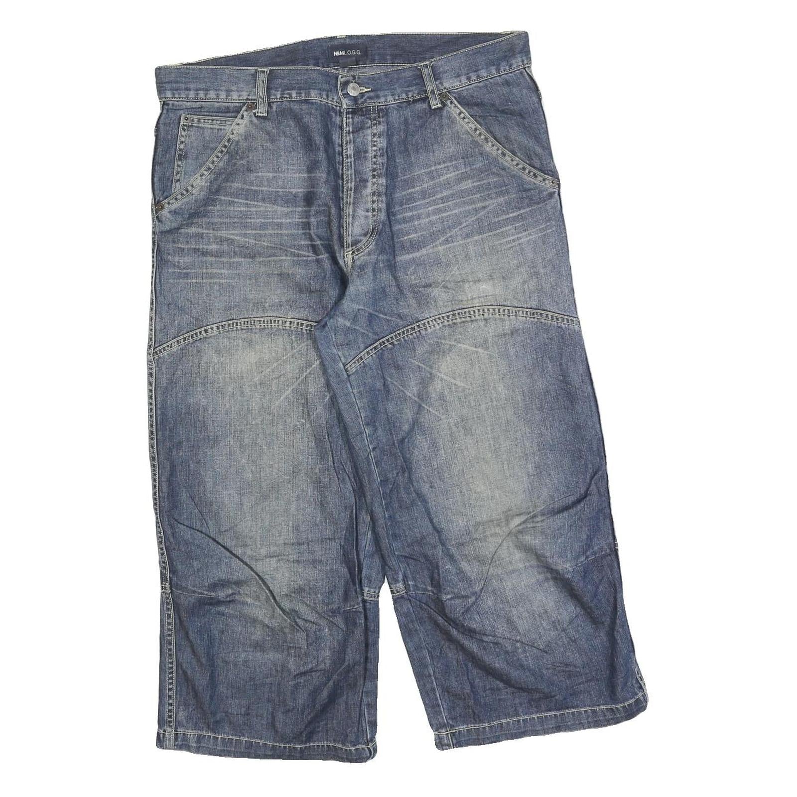 H&M Mens Denim Blue Casual Shorts M W33 Cotton Blend Comfort Style