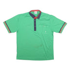 NEW FAST Mens Green Navy & Red Short Sleeve Plain L Cotton Blend Polo Shirt
