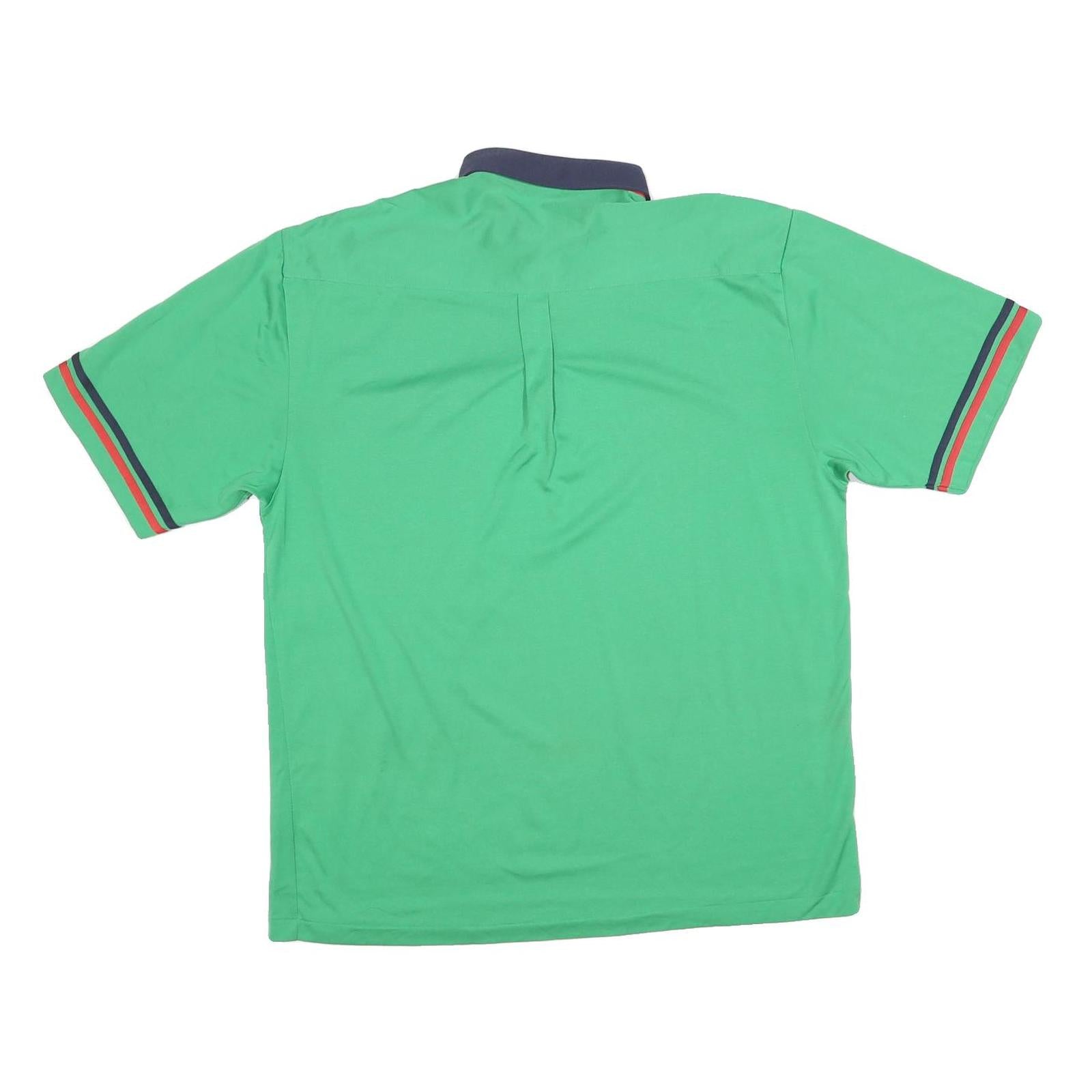 NEW FAST Mens Green Navy & Red Short Sleeve Plain L Cotton Blend Polo Shirt