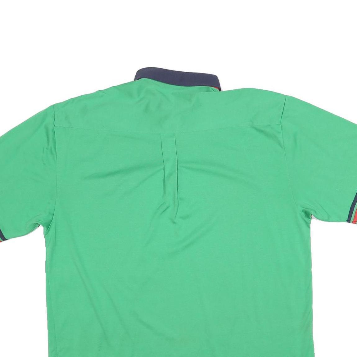 NEW FAST Mens Green Navy & Red Short Sleeve Plain L Cotton Blend Polo Shirt