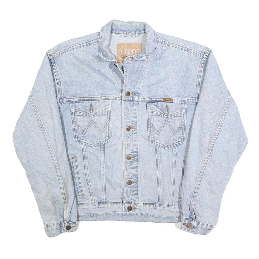 WRANGLER Mens Blue Denim Button Jacket L Cotton Blend Classic Casual