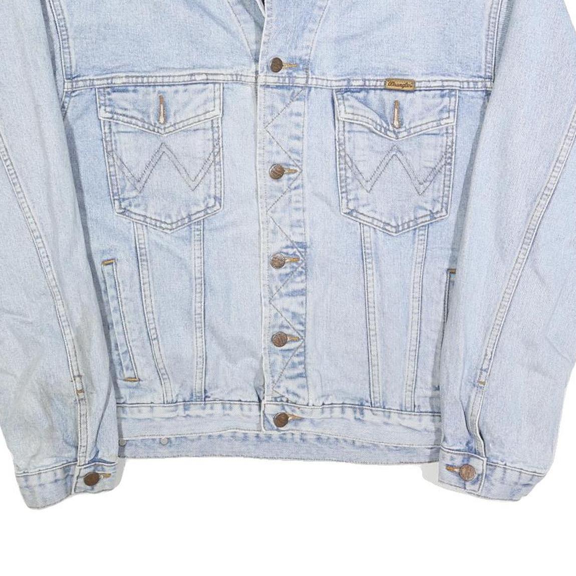 WRANGLER Mens Blue Denim Button Jacket L Cotton Blend Classic Casual
