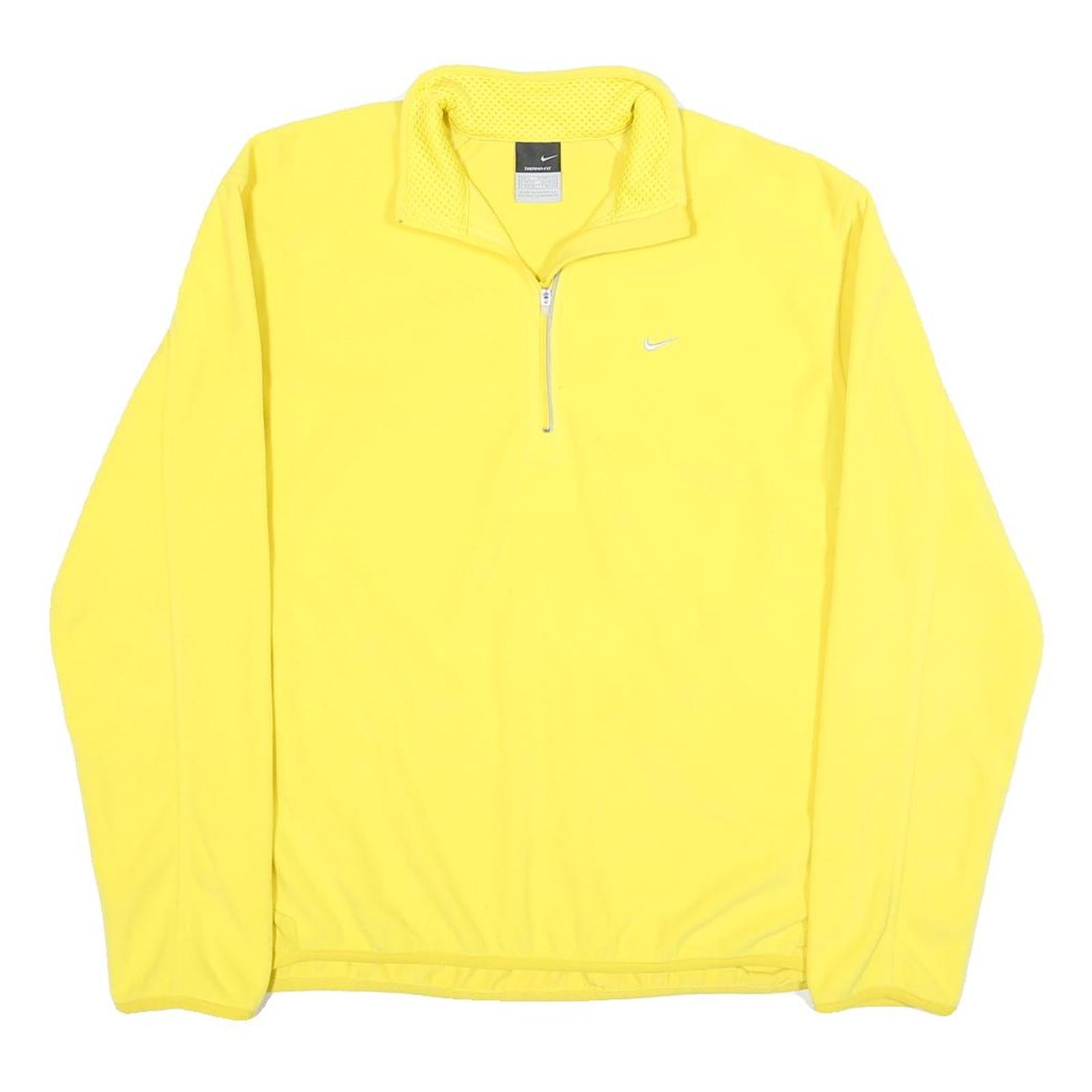 NIKE Womens Yellow Plain Pullover Jumper Crew Neck Basic Knit Size L Sportswear