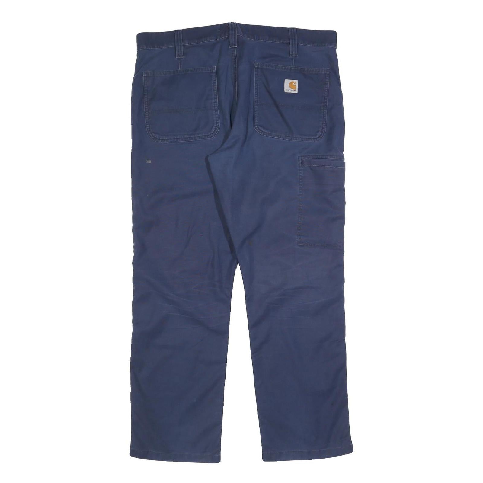 CARHARTT Mens Cotton Blend Navy Relaxed Straight Trousers W36 L30 Casual