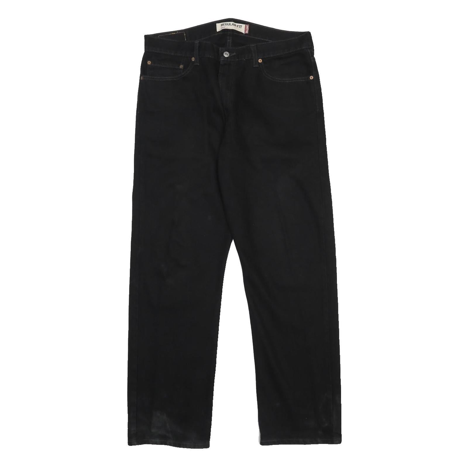 LEVI'S 505 Mens Jeans Black Regular Straight Denim Medium W36 L32 Classic zip