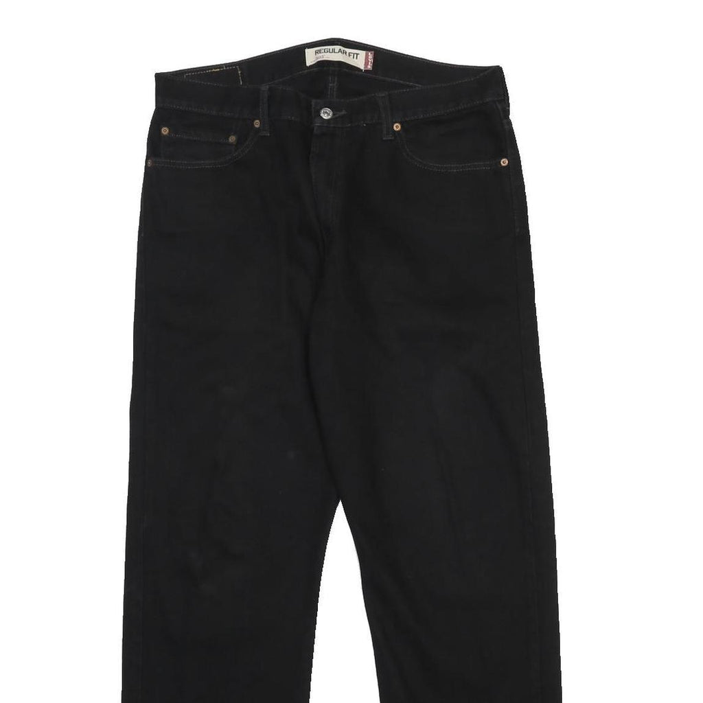 LEVI'S 505 Mens Jeans Black Regular Straight Denim Medium W36 L32 Classic zip