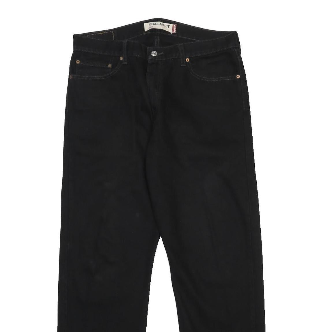 LEVI'S 505 Mens Jeans Black Regular Straight Denim Medium W36 L32 Classic zip