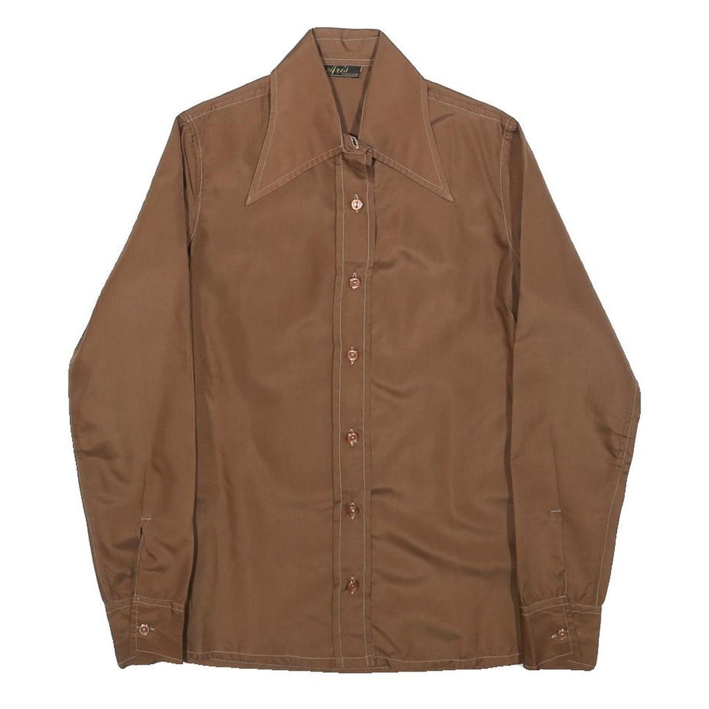 ARIS Womens Brown Shirt XS Vintage Style Long Sleeve Classic Collar