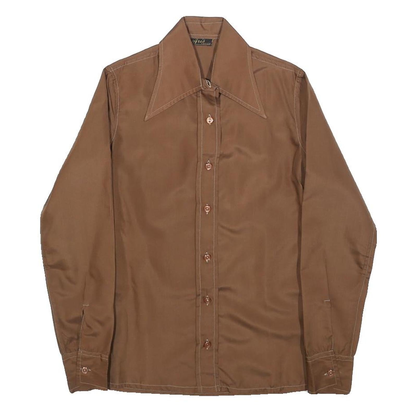 ARIS Womens Brown Shirt XS Vintage Style Long Sleeve Classic Collar