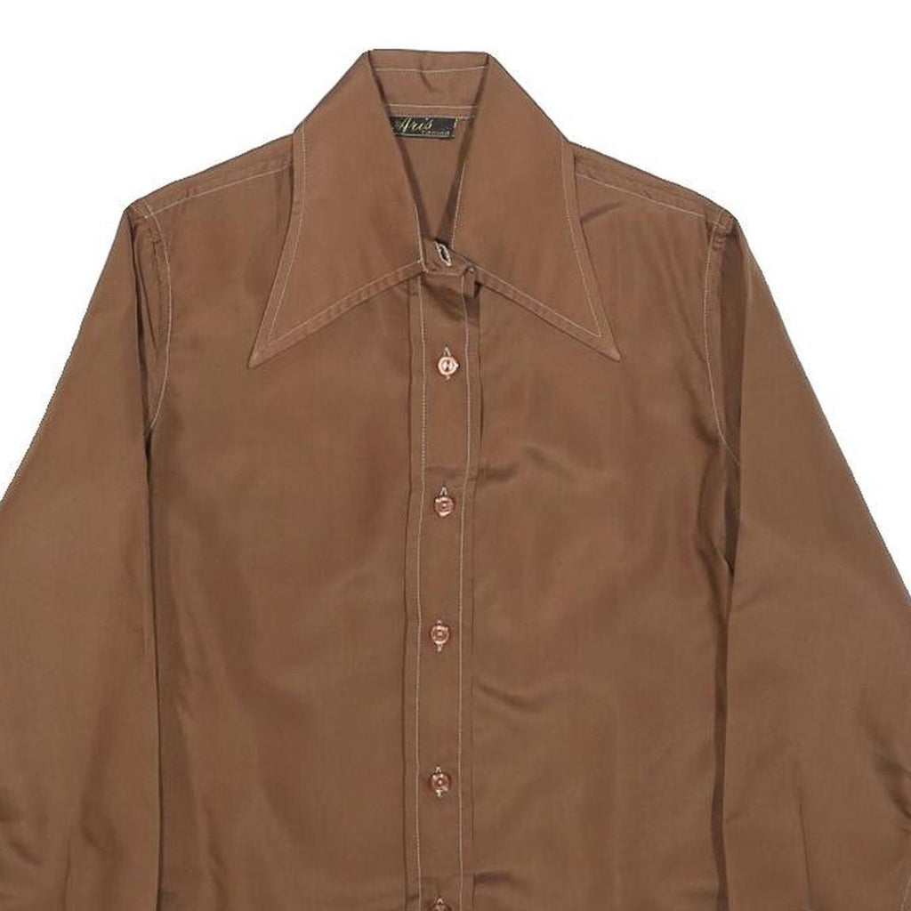 ARIS Womens Brown Shirt XS Vintage Style Long Sleeve Classic Collar