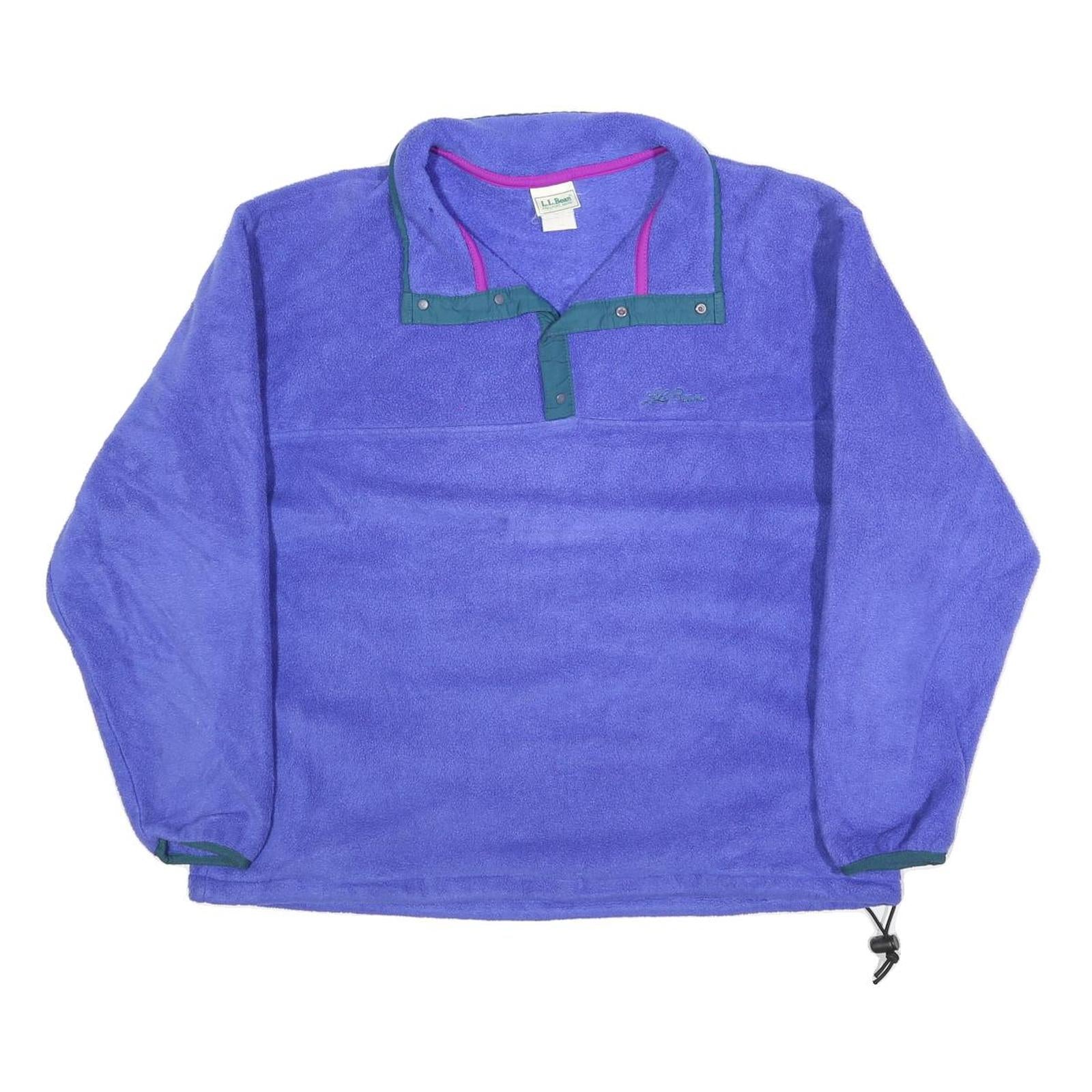 LL BEAN Womens Purple Plain Pullover Crew Neck Knit L Fleece Warm Lightweight