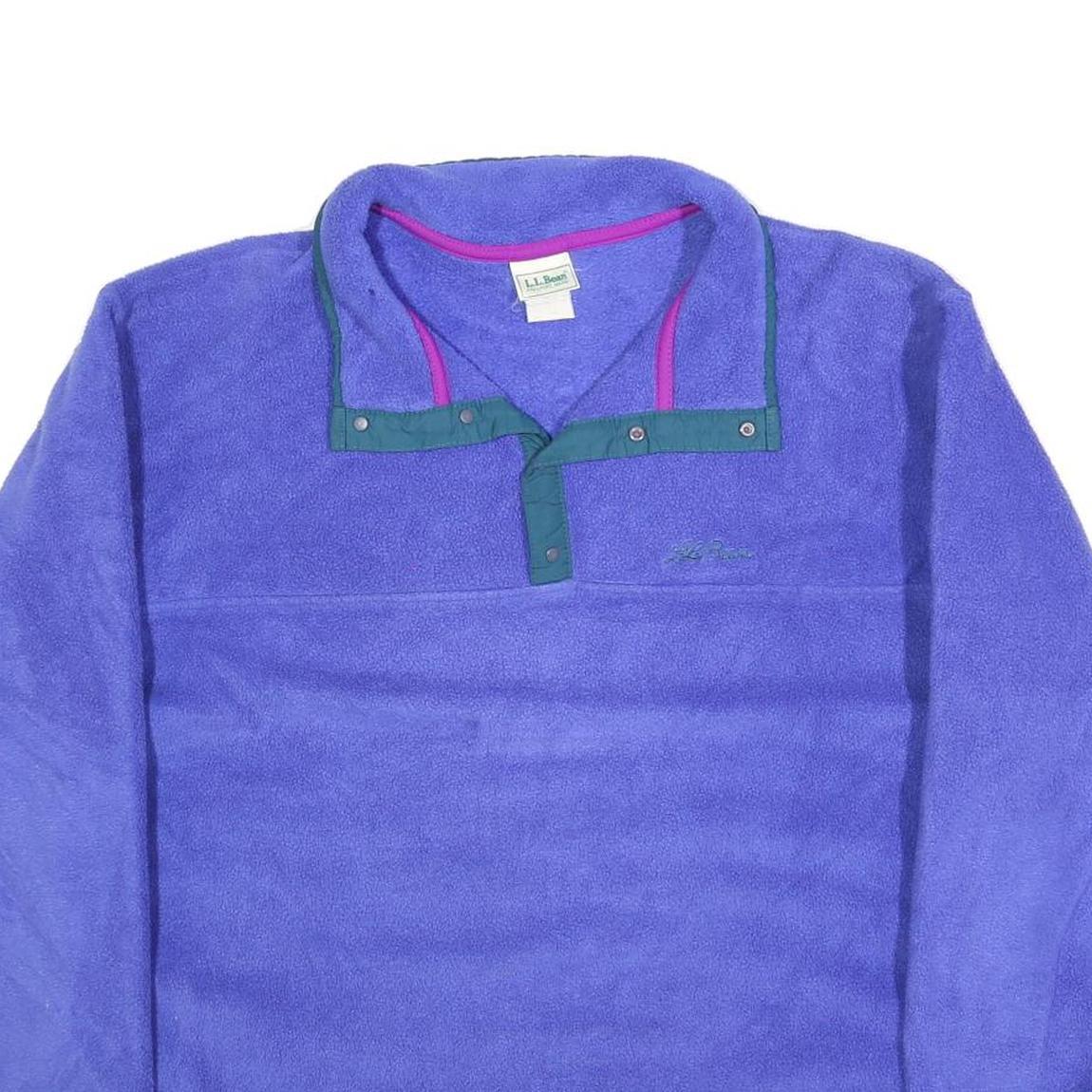 LL BEAN Womens Purple Plain Pullover Crew Neck Knit L Fleece Warm Lightweight