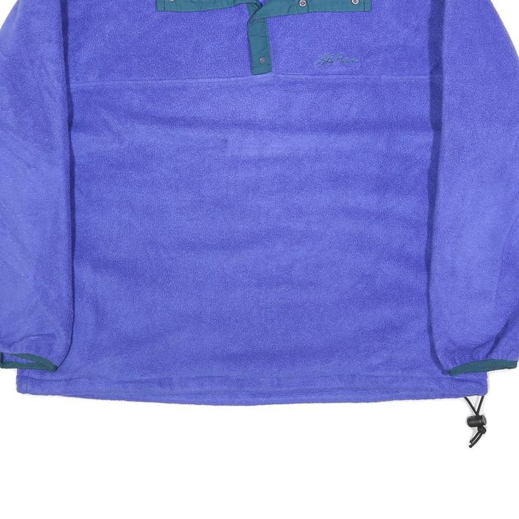 LL BEAN Womens Purple Plain Pullover Crew Neck Knit L Fleece Warm Lightweight