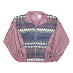 OUT BROOK Womens Purple & Multi Colour Pattern Nylon Jacket L Zip Casual Retro