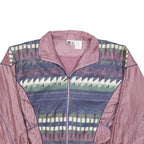OUT BROOK Womens Purple & Multi Colour Pattern Nylon Jacket L Zip Casual Retro