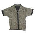 Womens Black Beige Patterned Basic Shirt Short Sleeve Collared L Button Up