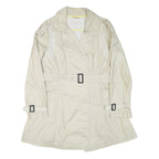 DKNY Womens Cream Button Closure Polyester Blend Jacket L Classic Lightweight