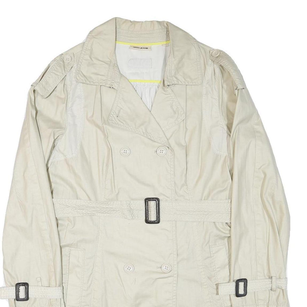 DKNY Womens Cream Button Closure Polyester Blend Jacket L Classic Lightweight