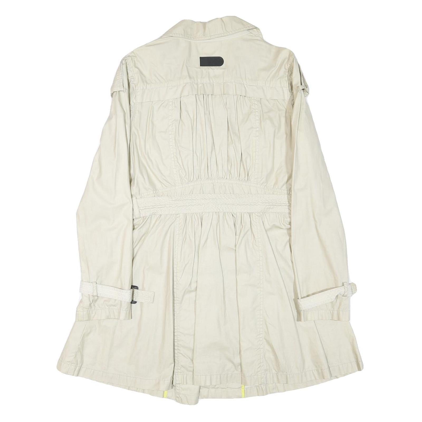 DKNY Womens Cream Button Closure Polyester Blend Jacket L Classic Lightweight