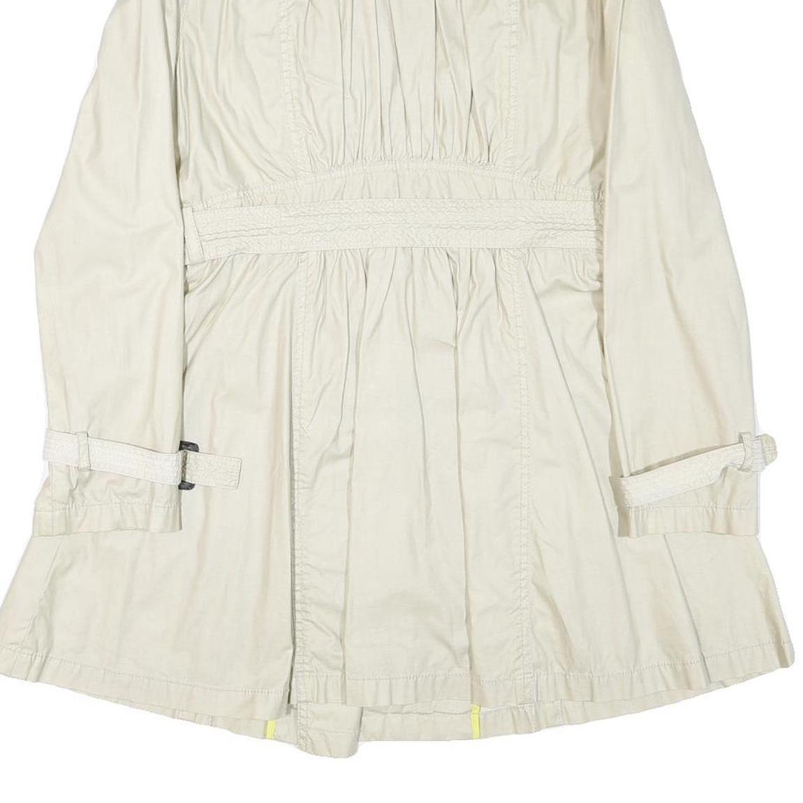 DKNY Womens Cream Button Closure Polyester Blend Jacket L Classic Lightweight