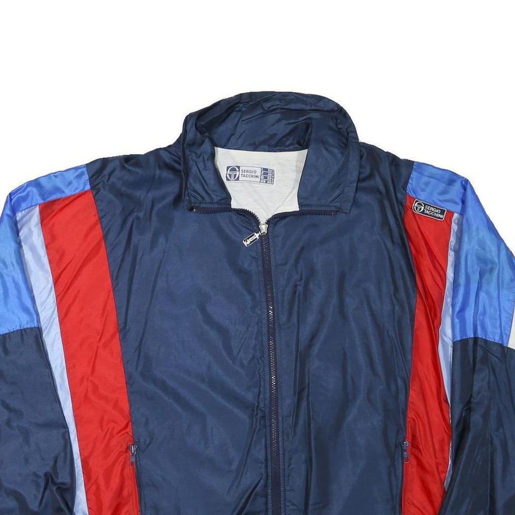 SERGIO TACCHINI Mens Navy Blue Red Polyester Blend Track Jacket L Zip Sportswear