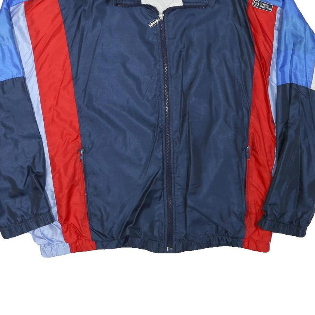 SERGIO TACCHINI Mens Navy Blue Red Polyester Blend Track Jacket L Zip Sportswear