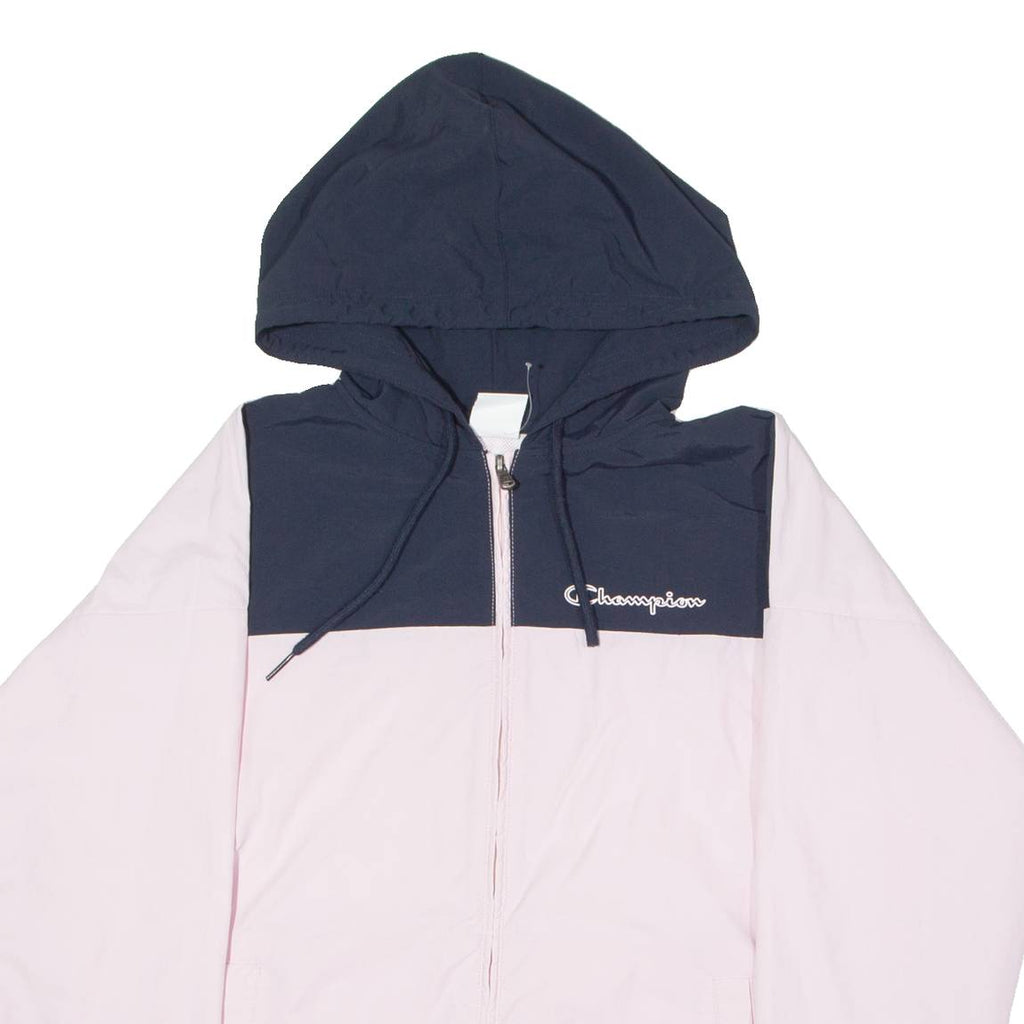 CHAMPION Womens Windbreaker Jacket Pink Hooded Colourblock M