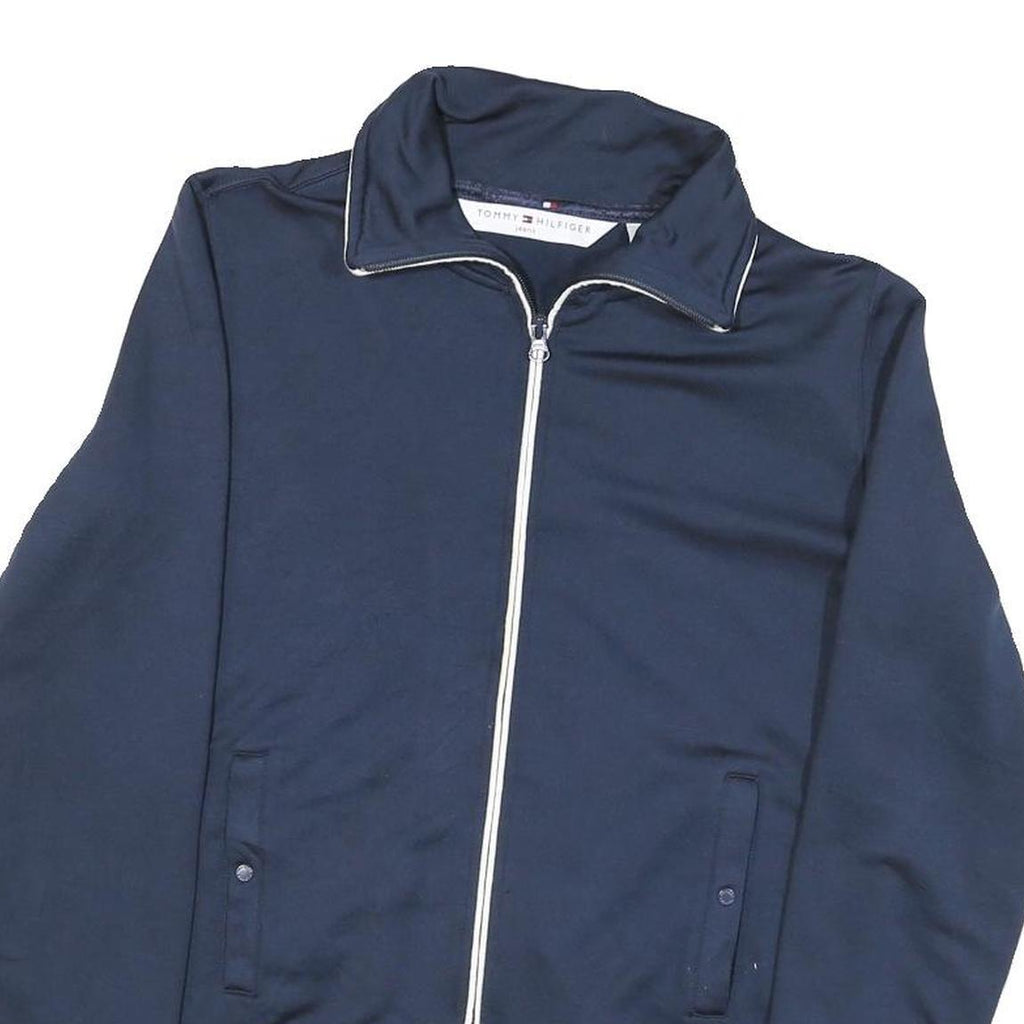 TOMMY JEANS Mens Blue Navy Track Jacket L Polyester Blend Zip Casual Sports