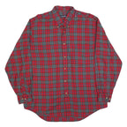 NAUTICA Mens Red & Green Check Shirt L Cotton Blend Long Sleeve Button Collar