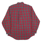 NAUTICA Mens Red & Green Check Shirt L Cotton Blend Long Sleeve Button Collar