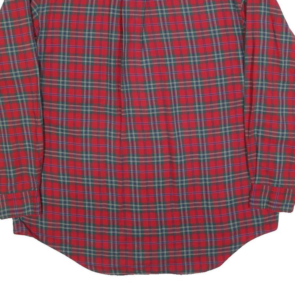 NAUTICA Mens Red & Green Check Shirt L Cotton Blend Long Sleeve Button Collar