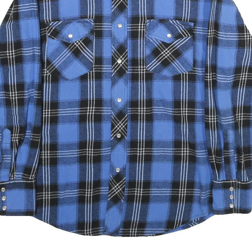 WRANGLER Mens Blue & Black Check Shirt M Classic Cotton Western Style Long