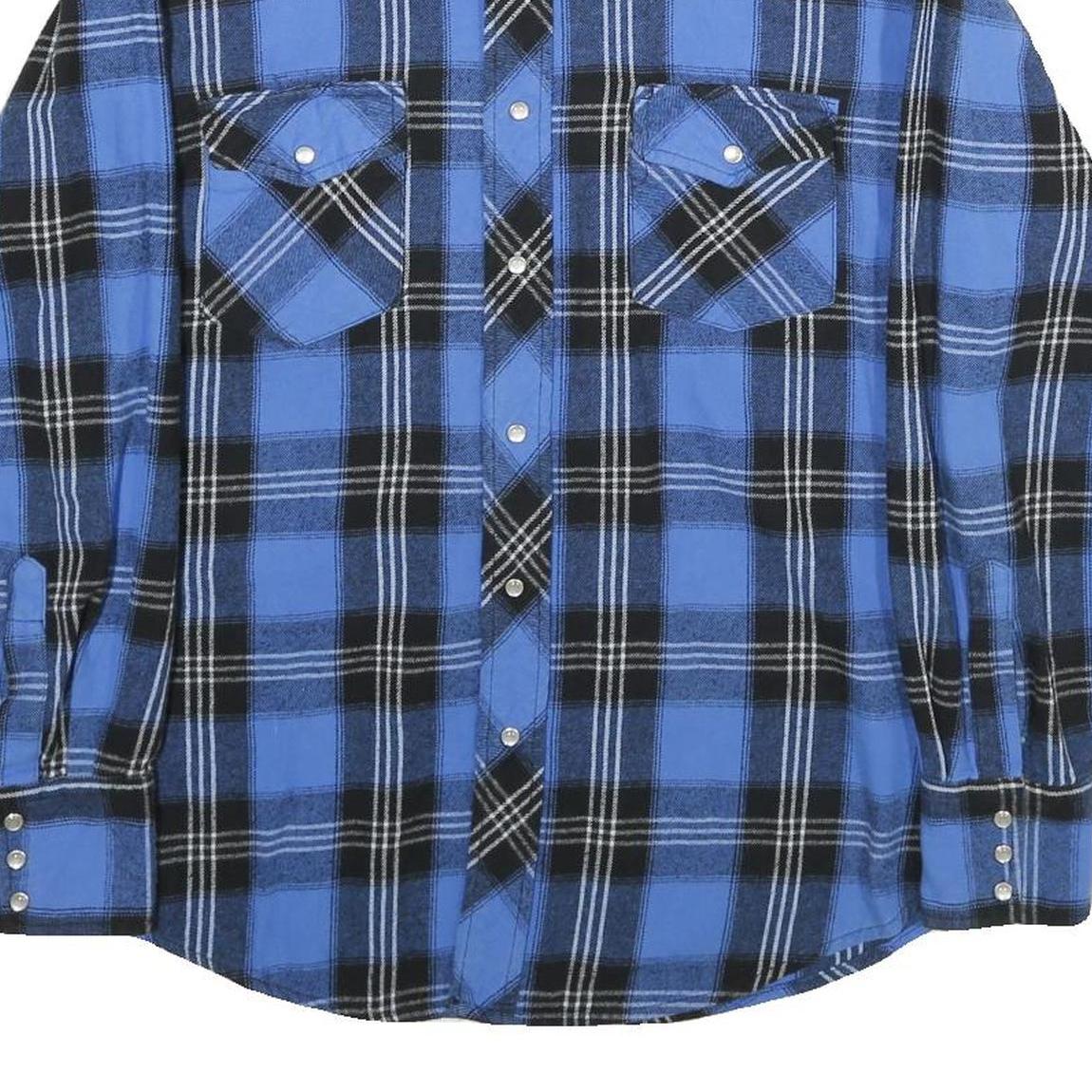 WRANGLER Mens Blue & Black Check Shirt M Classic Cotton Western Style Long