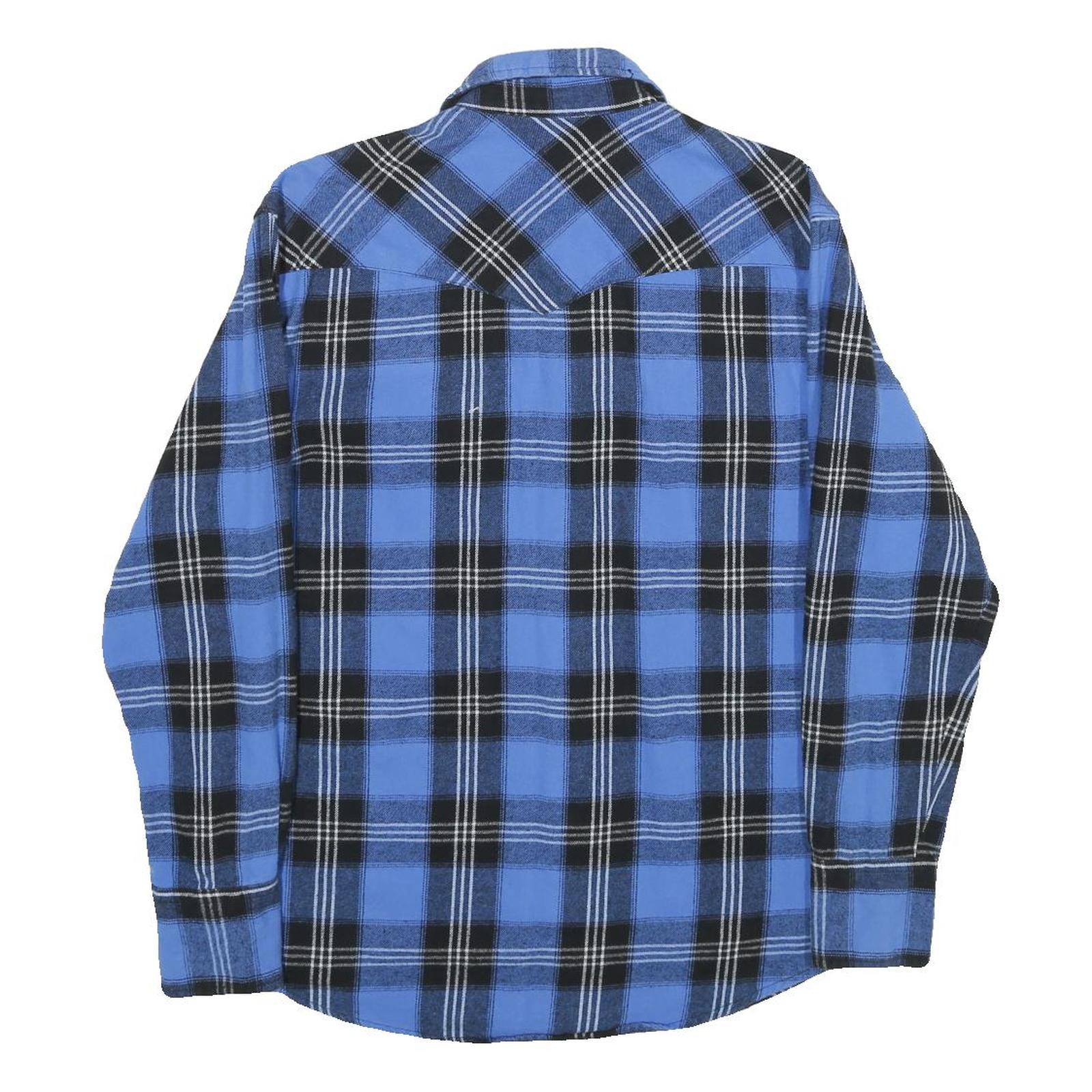 WRANGLER Mens Blue & Black Check Shirt M Classic Cotton Western Style Long