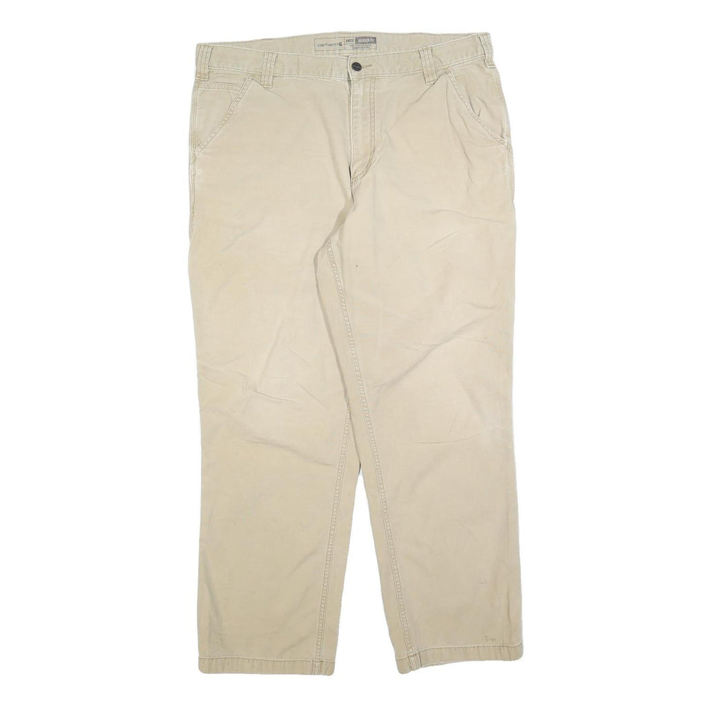 CARHARTT Mens Cotton Blend Beige Relaxed Straight Trousers W38 L32 Utility