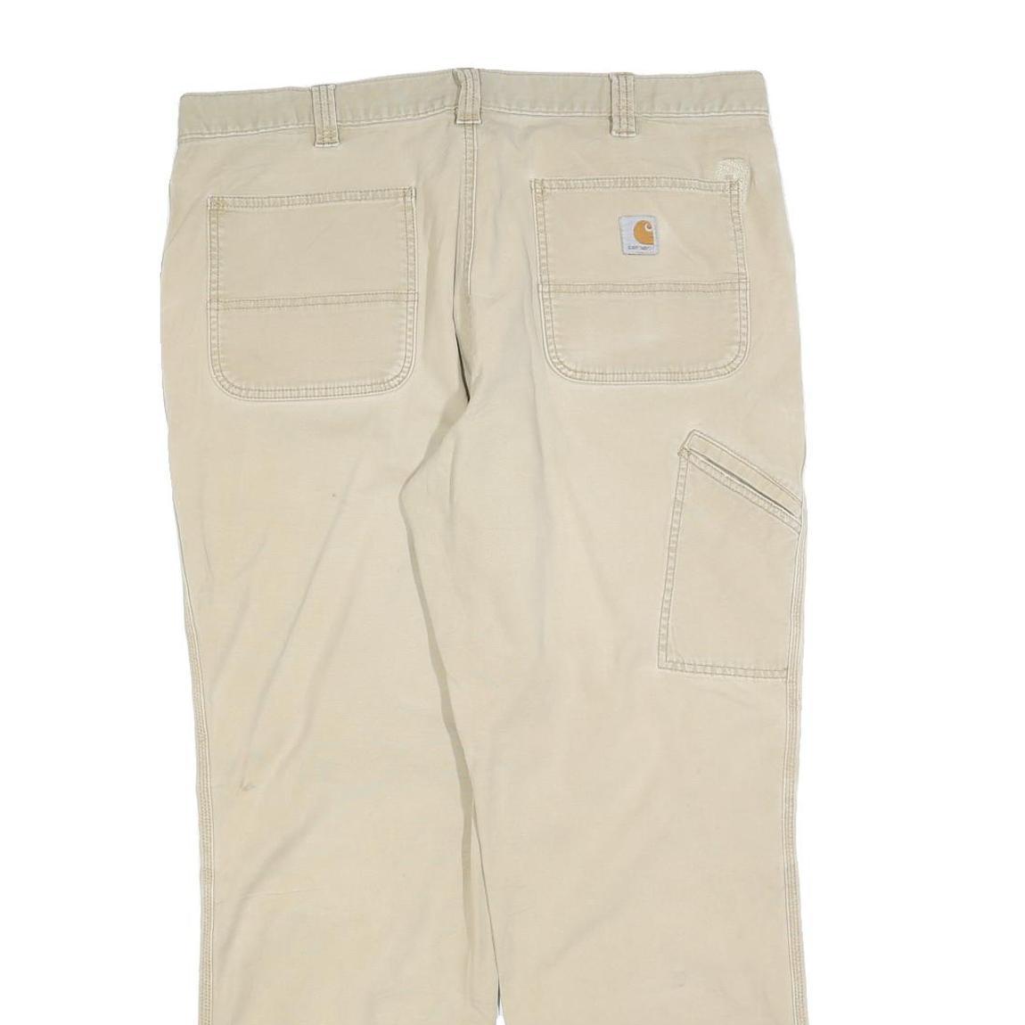 CARHARTT Mens Cotton Blend Beige Relaxed Straight Trousers W38 L32 Utility