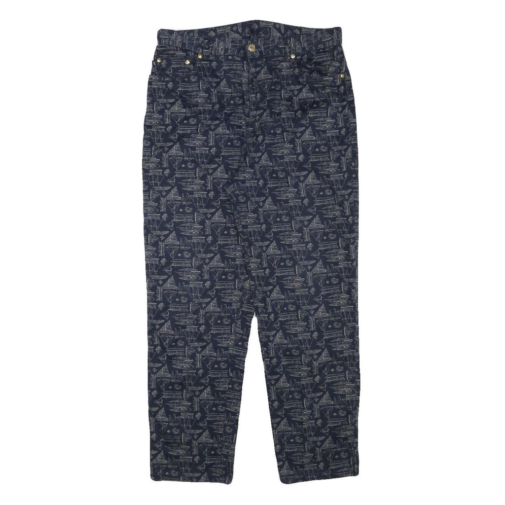 LAUREN RALPH LAUREN Womens Cotton Blend Navy & Grey Regular Fit Straight Leg