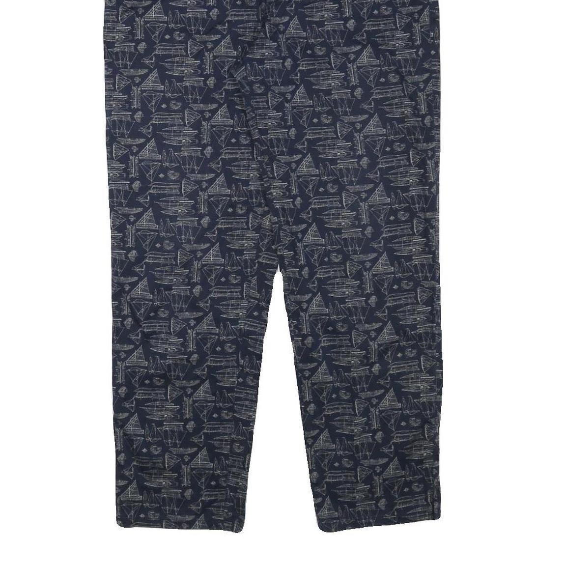 LAUREN RALPH LAUREN Womens Cotton Blend Navy & Grey Regular Fit Straight Leg